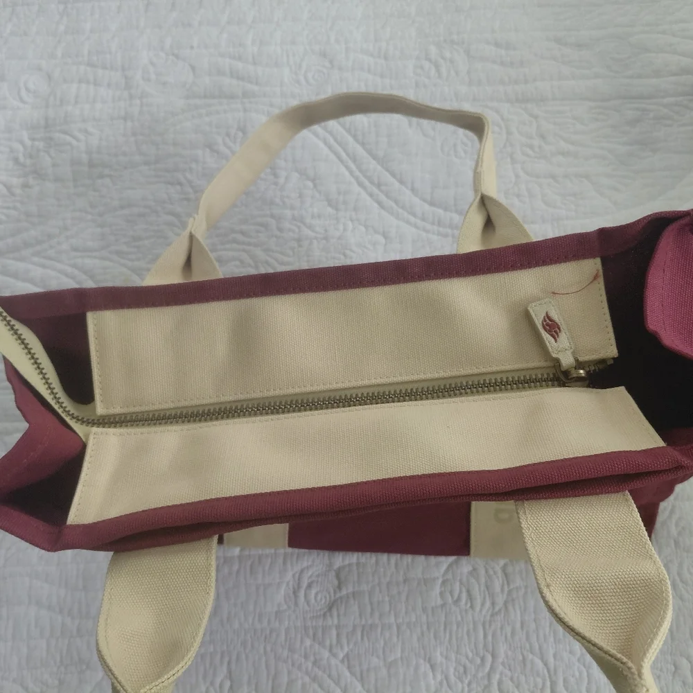 Disney Maroon and Cream Canvas Duffel Tote - Castaway Club Destiny Design